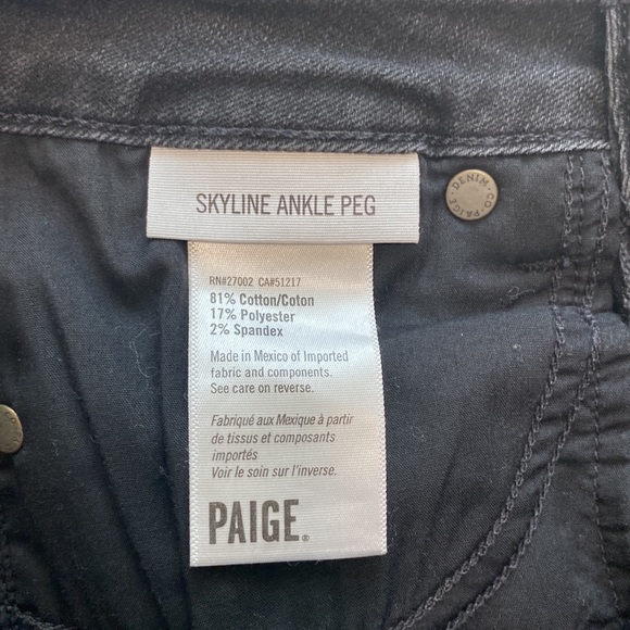 PAIGE Skyline Ankle Peg in Black Crow Raw Hem Jeans Size 27 Inseam 29" - Picture 5 of 7